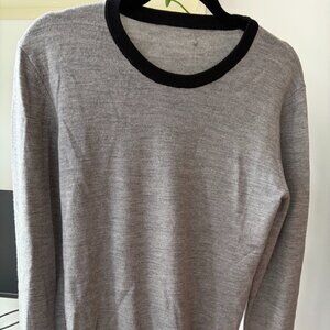 Band of Outsiders 100% Merino Wool Sweater S Grey/Black Trim - Pixel Cuff Detail